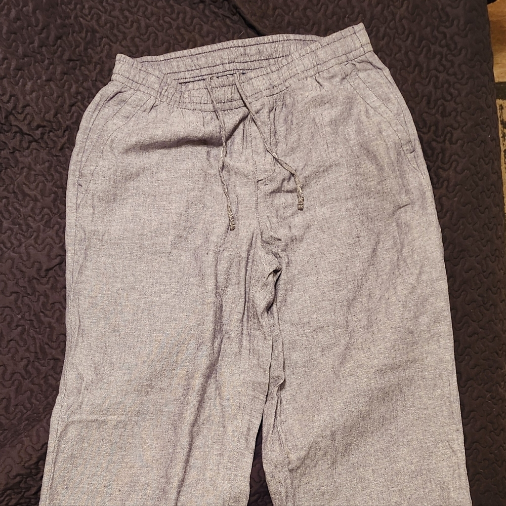 Old Navy Wide Leg Linen Gray Pants Small